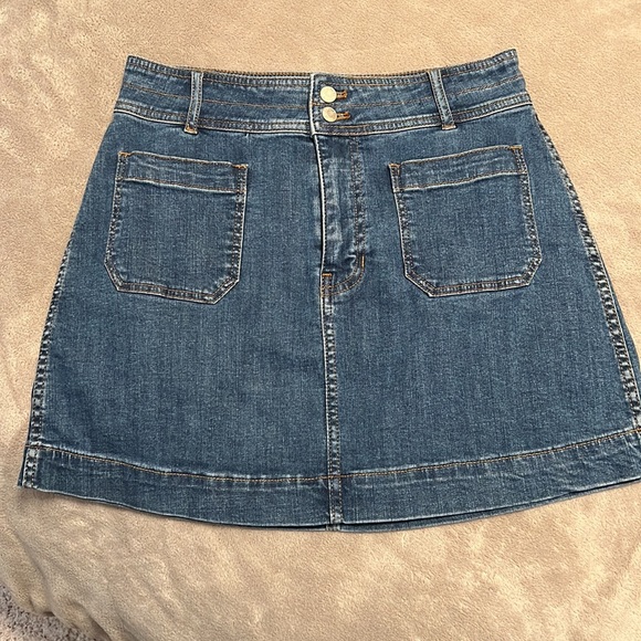Madewell Stretch Denim A-Line Skirt with Patch Pockets - Picture 7 of 13